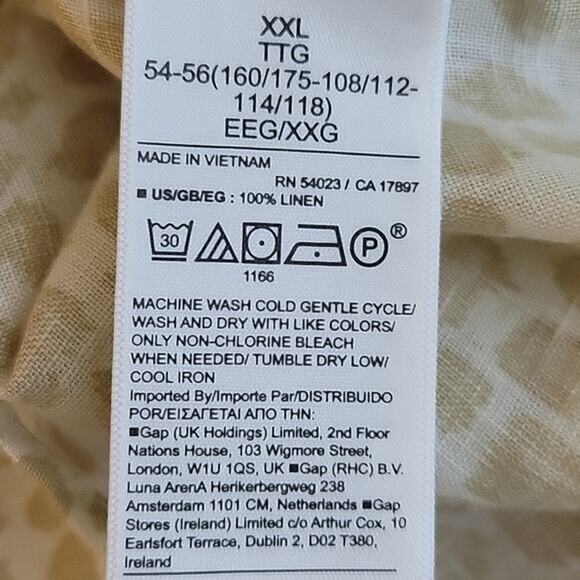 Gap 100% Linen Light Leopard Long Sleeve Boyfriend Shirt Size XXL - Picture 7 of 7